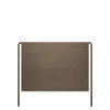 A brown canvas half apron featuring a large pocket and tie straps on both sides.