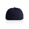 A navy blue cap with a structured design and a logo on the front, featuring ventilation holes.