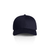 A navy blue cap featuring a structured design and a logo on the front.