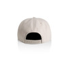A beige cap with a snapback closure and a logo on the back. The interior is black.