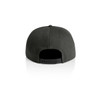 A dark green cap featuring a black adjustable strap and a plain back. Includes a logo.