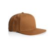 A brown stock canvas cap with a structured front and a flat peak, featuring a blank panel.