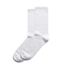 A pair of white business socks displayed together, featuring a smooth texture. The socks have a logo.