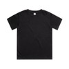 A black kids' classic tee with a simple design and a logo on the label.