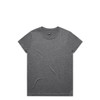A grey active T-shirt featuring a round neckline and short sleeves, with a small logo on the neck.