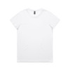 A white T-shirt with a simple design and a logo on the label.