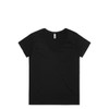 A black V-neck T-shirt featuring a classic cut and a logo on the label.
