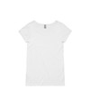 A white T-shirt featuring a relaxed fit and short sleeves, with a label at the neckline and no visible branding.