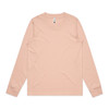 A light pink long-sleeve T-shirt with a simple design and logo.