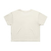 A light cream-coloured crop tee with short sleeves, featuring a plain back and a logo.