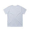 A plain light blue t-shirt featuring short sleeves and a round neck with a logo.