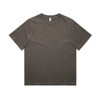 A heavy faded T-shirt in a muted brown colour, featuring short sleeves and a crew neckline. It has a logo tag.
