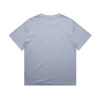 A light blue, heavy faded t-shirt with a casual fit and a plain back. It features a logo near the collar.