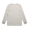 A long-sleeve tee in a faded beige colour, featuring a plain back and cuffed sleeves. It has a logo.