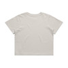 A heavy faded crop tee in a light beige colour, featuring a plain back. The shirt has a relaxed fit.