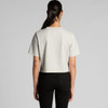 A cropped, faded tee in light grey, displayed from the back, with a plain design and short sleeves.