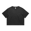 A black cropped t-shirt with a relaxed fit and a brand logo.