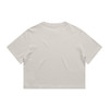 A heavy faded crop tee in a neutral beige colour, featuring short sleeves and a relaxed fit. The garment has a logo.