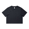 A black heavy faded crop tee with a round neckline and short sleeves, featuring a subtle logo.