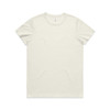 A light cream-coloured t-shirt with a round neckline, featuring a logo on the label.