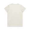 A light-coloured T-shirt featuring a plain back and a small branding logo. 