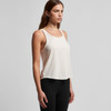 A light beige racerback singlet with a relaxed fit, featuring a logo on the side.