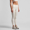Active leggings in a light cream colour, featuring a high waistband and a fitted design, with a logo on the side.