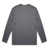 A long-sleeve T-shirt in a dark grey colour, featuring a back view and a logo.