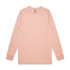 A long-sleeve t-shirt in a soft peach colour, featuring a branded label.