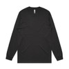 A black long-sleeve t-shirt featuring a crew neckline and fitted cuffs, with a logo on the label.