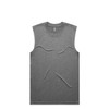 A grey sleeveless tank top featuring a simple design and a logo.