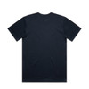 A plain black t-shirt with short sleeves and a crew neckline. The back features a logo.