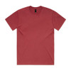 A heavy faded tee in a muted red colour, featuring a standard crew neck and short sleeves. The shirt has a logo.