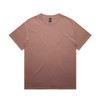 A heavy faded tee in a gradient of muted pink tones, featuring a tag and no visible logos.