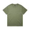 A green faded T-shirt featuring a crew neckline and short sleeves. The shirt has a branding label.