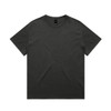 A black heavy faded tee with a round neckline and short sleeves, featuring a label tag inside.