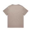 A light beige T-shirt with a relaxed fit, featuring a simple design and a subtle logo.