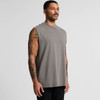 A sleeveless tank in faded grey, featuring a casual oversized fit and visible branding.
