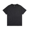 A black stone wash heavy tee with a relaxed fit, featuring a labelled neckline.