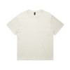 A plain white short-sleeve t-shirt with a relaxed fit and a logo tag on the collar.