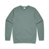 A green crew jumper with a classic fit and long sleeves, featuring a simple design and a logo.
