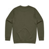 A green jumper with long sleeves and a crew neck, featuring a plain back design. The product has a branding logo.