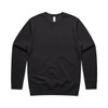 A black crew jumper featuring long sleeves and a round neckline. The garment has a minimalist design with a logo.