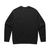 A black crewneck sweater designed with a relaxed fit, featuring long sleeves and a solid back.