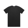 A black active blend t-shirt with a crew neck and short sleeves. The shirt features a logo.