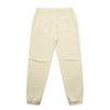 Cream-coloured track pants with elastic cuffs and a single back pocket. Features a logo.