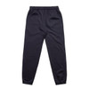A pair of relaxed fit track pants in navy blue with an elastic waistband and tapered legs.