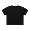 A black cropped t-shirt with short sleeves, featuring a simple design and no visible branding on the back.