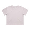A light grey cropped t-shirt with short sleeves. The shirt features a brand logo.