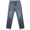 Straight jeans in a faded blue denim with a classic five-pocket design and a logo on the waistband.